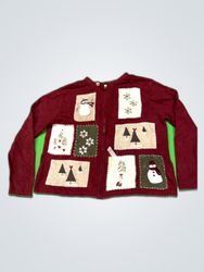 Craft & Barrow Red Christmas Patchwork Cardigan