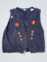 Honors Knitted Floral Cardigan Vest