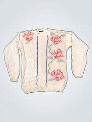 Ashleigh Morgan Rose Embroidered Knit Sweater