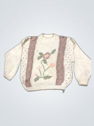 Hand-Knitted Floral Sweater