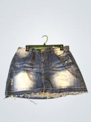 Salvo Distressed Denim Mini Skirt