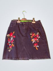 Janina Embroidered Denim Mini Skirt