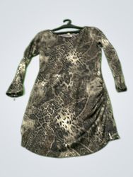 Mango Leopard Print Long-Sleeve Mini Dress