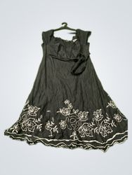 Black Floral Embroidered Wrap Dress