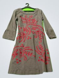 Mango Embroidered Gray Midi Dress