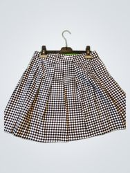 Zara Black and White Checkered Pleated Mini Skirt