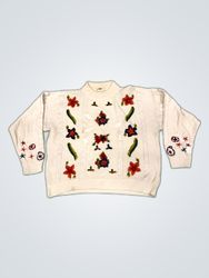 H&M Floral Embroidered Knit Sweater