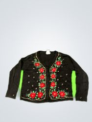 Black Embroidered Cardigan