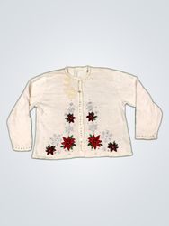 Festive White Knit Cardigan