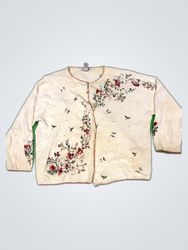 Dressbarn Floral Embroidered Cardigan
