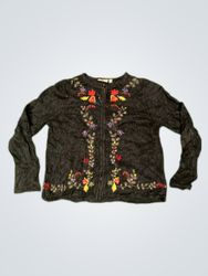 Craft & Barrow Embroidered Black Cardigan