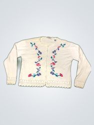 White Embroidered Sweater