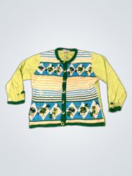 Green Patterned Cardigan