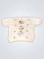 Alfred Dunner Floral Embroidered Knit Sweater