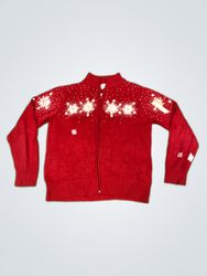 Cleo Red Snowflake Zip-Up Cardigan