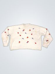 H&M Floral Embroidered Crewneck Sweater