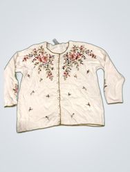 Dressbarn Embroidered Floral Cardigan
