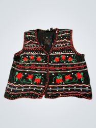 Erika Black Knitted Christmas Vest