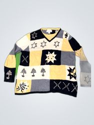 Christopher & Banks Embroidered Patchwork Knit Swe..