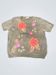 Alfred Dunner Floral Embroidered Knit Sweater