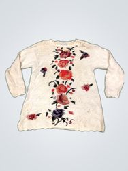 Hand-Knitted Floral Sweater