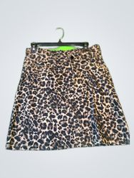 Leopard Print Denim Mini Skirt