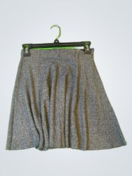 Gray Herringbone Pleated Skirt