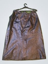 Armani Black Leather Midi Skirt