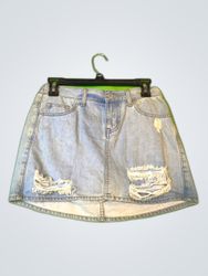 Distressed Denim Mini Skirt