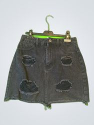 Distressed Denim Mini Skirt