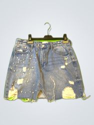 Zara Distressed Denim Mini Skirt