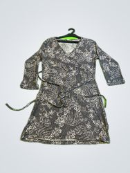 Unbranded Gray Floral Wrap Midi Dress