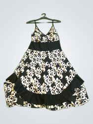 Black and White Geometric Print Sleeveless Dress