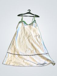 White Satin Slip Dress with Lace Trim