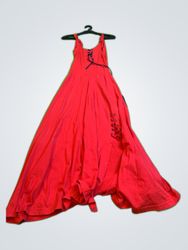 Red Lace-Up Maxi Dress