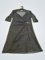 Promod Navy Leopard Print Wrap Dress