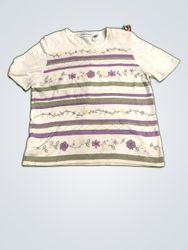 Alfred Dunner Striped Floral Short Sleeve Shirt