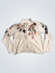 dressbarn Floral Zip-Up Sweater
