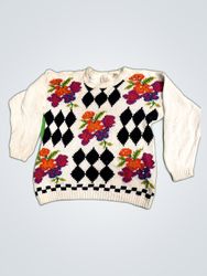 Floral Argyle Sweater
