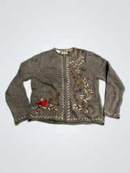 Croft & Barrow Embroidered Knit Cardigan