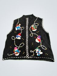 MUI LEUNG Black Knitted Christmas Waistcoat