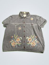 Alfred Dunner Embroidered Knit Cardigan