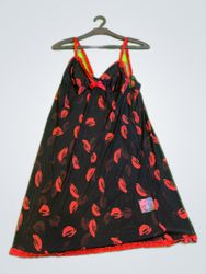Black Chemise with Red Lips Print
