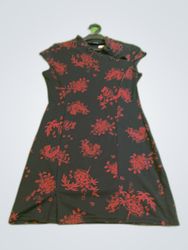 Fashion Studio Black Red Floral Print Sleeveless D..