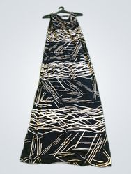 Select by Paris Black and White Striped Maxi Dress