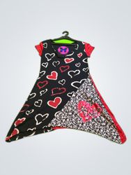 Black and Red Heart Print Mini Dress