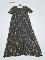 Long Black Dress with Gold Pattern