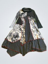 Multiples Black Dress with Newspaper Print