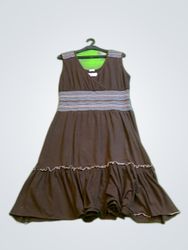 Unbranded Brown Sleeveless V-Neck Midi Dress