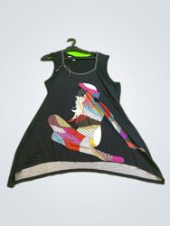 Cinocoche Vintage Printed Sleeveless Mini Dress